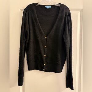 Draper James RSVP Womens Button Up V Neck Cardigan Sweater Size L